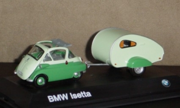 1/43 - BMW Isetta - with caravan - green/green